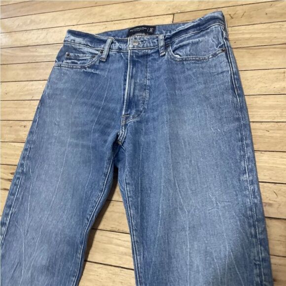 ABERCROMBIE & FITCH Jeans Men 32x30 A&F Vintage Stretch 90s Slim Blue Denim Uniq - Picture 3 of 16